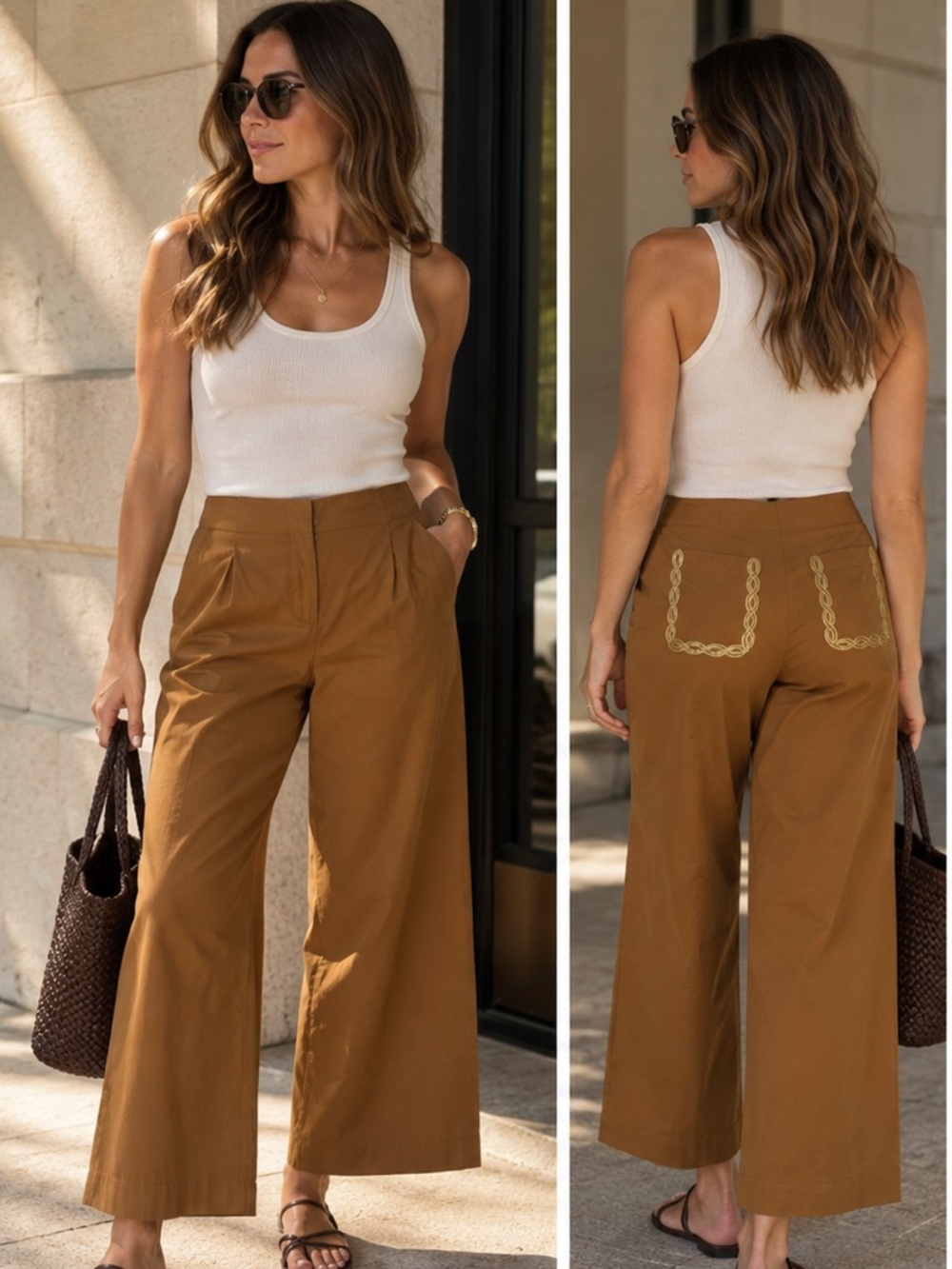 Interior Wide Leg Pants in Caramel Brown | Size M / 6